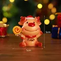 Miniature Christmas deer figurine with red hat and lollipop sitting decoration - Deer