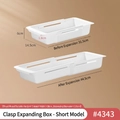 White retractable cabinet storage box with adjustable length from 31.5 to 44.5cm - Hook Telescopic Box - Short Style (4343)