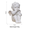 White resin angel figurine sitting and covering mouth, height 10cm for home decor - Speak No Evil Little Angel