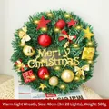 Couronne de Noël 40cm avec ornements rouge et or et lumières LED pour décor de fête - 40CM / Style lumière chaude / Rouge