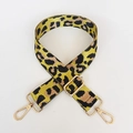 Adjustable leopard print bag strap with golden metal hooks and yellow-brown webbing - Silver Hook / Yellow
