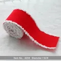 Nastro natalizio in velluto rosso con bordi in peluche bianco, diametro 5 cm - 2 Metri / Bordo in Peluche Rosso