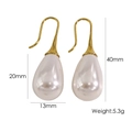 Orecchini a goccia in acciaio inossidabile placcato oro 14K con perle, altezza 40mm - Gancio Perla a Goccia Grande (40mm)