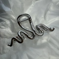 Silver metallic shark hair claw clip with unique snake shape design for women - Snake Wave Silver 11cm