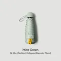 Compact mint green 6-rib mini sun umbrella with UPF50+ protection and 18cm closed diameter - Without Box / 6 Ribs / Mint Green