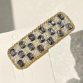 Pasador de pelo vintage dorado con cristal gris humo y perlas en tarjeta - Estilo 8 - Perla Cristal Gris