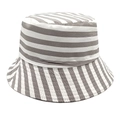 Detailed view of gray and white striped fabric texture on a cotton bucket sun hat - M (56-58cm) / Gray