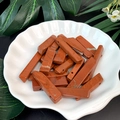 Macro detail of polished natural red jasper rectangle stone beads with pre-drilled holes - Red Jasper