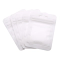 White matte aluminum zip lock bag with transparent window and hanging hole for jewelry - White