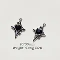 Detail of silver alloy starburst heart pendant with black gemstone, size 20x30mm - 5# Black Zirconia Heart Star