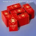 Single red packet EDI purified water wipe, 6x14cm packaging with gold festive design - Blessing Style / Red