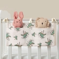 Organisateur de lit bébé en mousseline de coton avec motif dinosaure et deux poches de rangement - Dinosaure