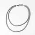 Silver layered mesh chain necklace in minimalist stainless steel with adjustable extender - Silver Necklace (D1106)