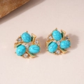 Orecchini a bottone con perno in argento-Blu