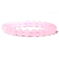 Natural pink quartz 8mm stone bead elastic bracelet with polished finish for men - Rose Quartz