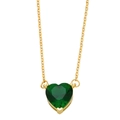 Elegante goldene Kette mit einem großen smaragdgrünen Edelsteinanhänger in Herzform - Grün