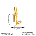 Detail view of 18K gold plated stainless steel Capricorn pendant with precise dimensions - Gold Capricorn (Polished)
