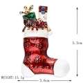 Christmas stocking brooch with snowman and gift box design, red enamel, 5.3cm x 3.6cm - xz4890 Christmas Boot Gift