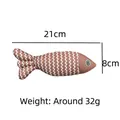 Fish shaped squeaky pet toy with brown wave pattern, measuring 21cm by 8cm and weighing 32g - Red Catnip Fish (Silent)