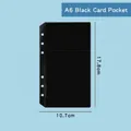 A6 black 3-pocket PVC binder sleeve with 6 holes for loose-leaf planners and card storage - A6 Loose Leaf 6-Hole Card Pocket (Black)