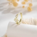 Light luxury gold star ear cuff with sparkling zircon stones in a sleek minimalist design - Light Coffee Gold Sun Hoop (A911-7) / Single Piece