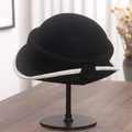 Detalle de sombrero cloché de lana negra con flor 3D y ribete de cinta blanca elegante - M (56-58cm) / Negro