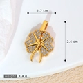 Golden micro-pave zircon four-leaf clover pendant with sparkling crystals for necklaces - SMP54291-Gold Four Pointed Star Clover Pendant