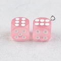 Pink transparent acrylic dice pendant with metal ring for creative DIY jewelry making - Deep Pink