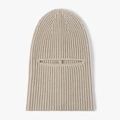 Pasamontañas de punto acanalado color avena para protección completa de cuello y cabeza - Talla única / Beige