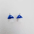 DIY jewelry making resin mushroom charms in vibrant blue with white dots and gold ring - Dark Blue