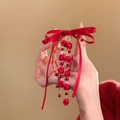 Pince à cheveux noeud rouge du Nouvel An avec glands perlés et boutons de rose élégants - 48# Pince à Gland Noeud-Rouge-Bouton de Rose