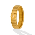 Close-up of golden tubogas spiral bracelet with floral zircon detail and 18K gold finish - White Flower Decorative Style (YS705)