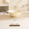 Cremefarbene Keramik-Suppenschüssel mit rosa Doppelgriffen und 20cm Wellenrand - 8,5 Zoll Doppelgriff Suppenschüssel (1200ml)