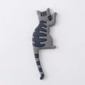 Creative gray tabby cat-shaped magnetic fridge hook with curved tail for home decor - A5-Grey Tabby Cat
