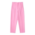 Pantaloni da completo rosa a vita alta da donna con vestibilità slim e tessuto liscio - XS / Pantaloni e gonne / Rosa chiaro