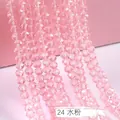 Pink faceted crystal glass rondelle beads size 24 water pink for DIY jewelry making - 24 Pink