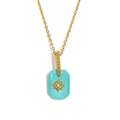 18K gold-plated necklace featuring a rectangular turquoise pendant with a star motif - Turquoise Color (Gold-2)