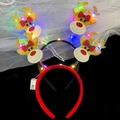 Detail of Christmas headband with gold glitter antlers, LED lights and battery box control - Glowing Spring Reindeer Headband