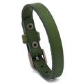 Adjustable green genuine leather punk bracelet for men with vintage bronze pin buckle - Green
