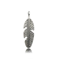 Colgante de pluma vintage en aleación de plata con textura detallada para crear joyas - 9x28mm / Plata Antigua
