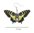 3.5cm long yellow butterfly wing earring with black pattern and metal hook - Yellow Black Pattern (M122-2)