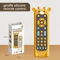 Yellow giraffe baby remote control toy with teething silicone and musical number buttons - Giraffe Silicone Cover + Black Remote
