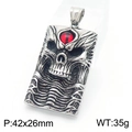 Colgante calavera gótica con ojo rojo en plata vintage, tamaño de 42x26mm - Calavera Rectangular Evil Eye Rojo (KP130524-TGX)