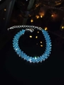Sparkling multi-row light blue rhinestone bracelet with adjustable silver extension chain - Tiffany Blue Bracelet
