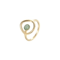 Elegante anillo geométrico dorado con incrustación de piedra verde y diseño minimalista - Talla 6 / Verde