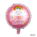 Pink 18-inch round Happy Birthday balloon with rainbow, smiley cloud and raindrops - 18 Inch Rainbow Smile Cloud Pink