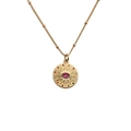 Detail of gold evil eye pendant necklace with red crystal and colorful gemstones - 014 Style / 40CM Bead Chain