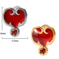 Silver and gold heart stud earrings with red enamel and zircon stones, 6mm height - #1 (Simple Heart) / Silver