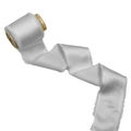Silver grey frayed edge satin ribbon on wooden spool for gift wrapping and decor - 4CM X5 Yards (Without Wood Spool) / Light Gray