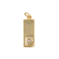 Close-up of golden rectangular pendant with sparkling zircon letter P inlay detail - Letter P